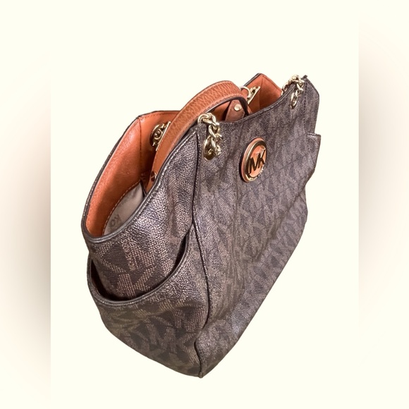 Michael Kors Jet Set Travel Leather & PVC Logo Shoulder Tote - Picture 5 of 9